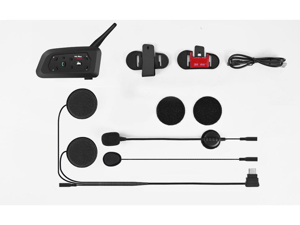 Casque Bluetooth V6 Plus: Interphone 1 à 5, Portée 1500m