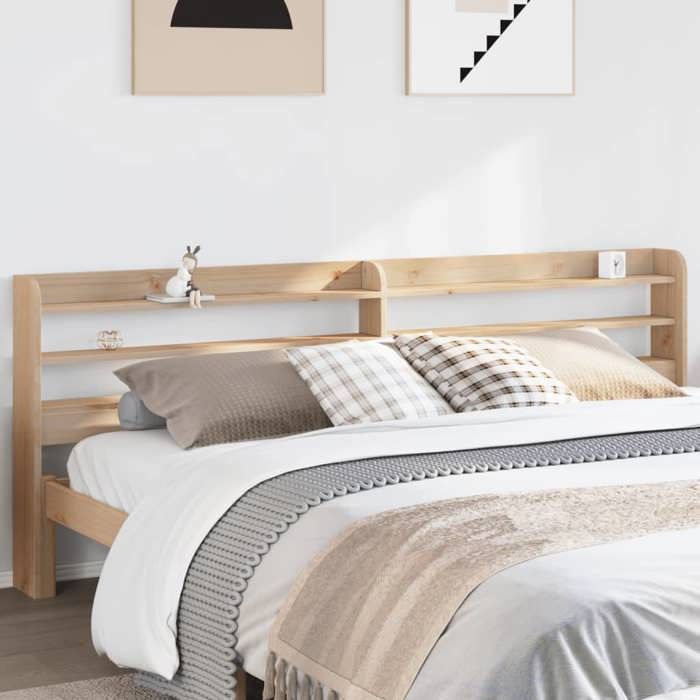 VidaXL Tête de lit avec étagères 200 cm bois massif de pin, tête de lit en bois, tête de lit avec rangement, tête de lit sur 850938