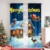 Flat Printing Christmas Scene Curtain Merry Night Versatile Polyester Without Electricity Family Party Set Of 2 Made Washable