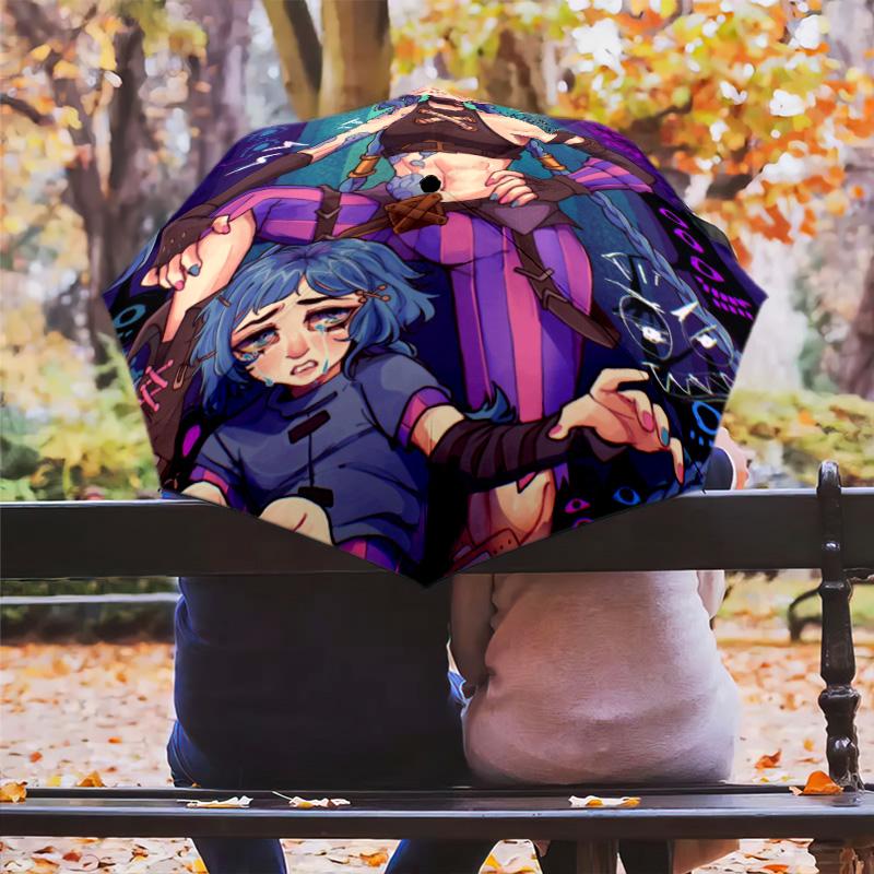 Blue Fury: Warrior's Resolve Folding Umbrella Suitable for All Seasons Umbrella Sun Umbrella Light Umbrella