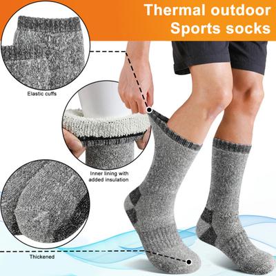 Chaussettes doublées polaire pour hommes Chaussettes thermiques d'hiver pour la randonnée Chaussettes épaisses chaudes en éponge mi-mollet pour les sports de plein air Ski Course Usage quotidien