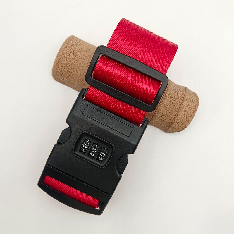 Solid Color Nylon Luggage Strap with Herringbone Pattern, Password Lock, and One-Word Handle