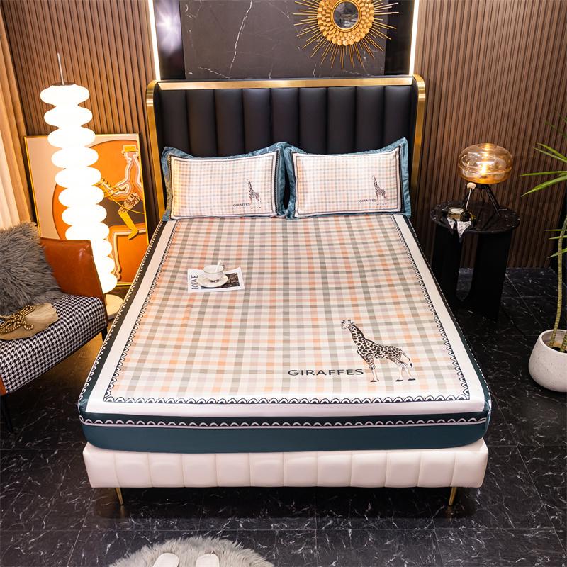 Ice Cooling Fitted Sheet for Queen Bed funda de colchón Cartoon Printed Bed Cover for Kids King Bed Protectors Smooth Bed Sheets