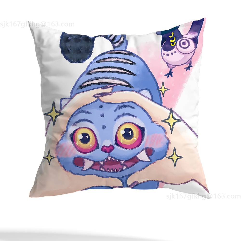 Derpy Tiger and Sussie Pillow Case Anti-dustmite Pillowcase Invisible zipper silky short plush Sofa cushion cover 12x12Inch