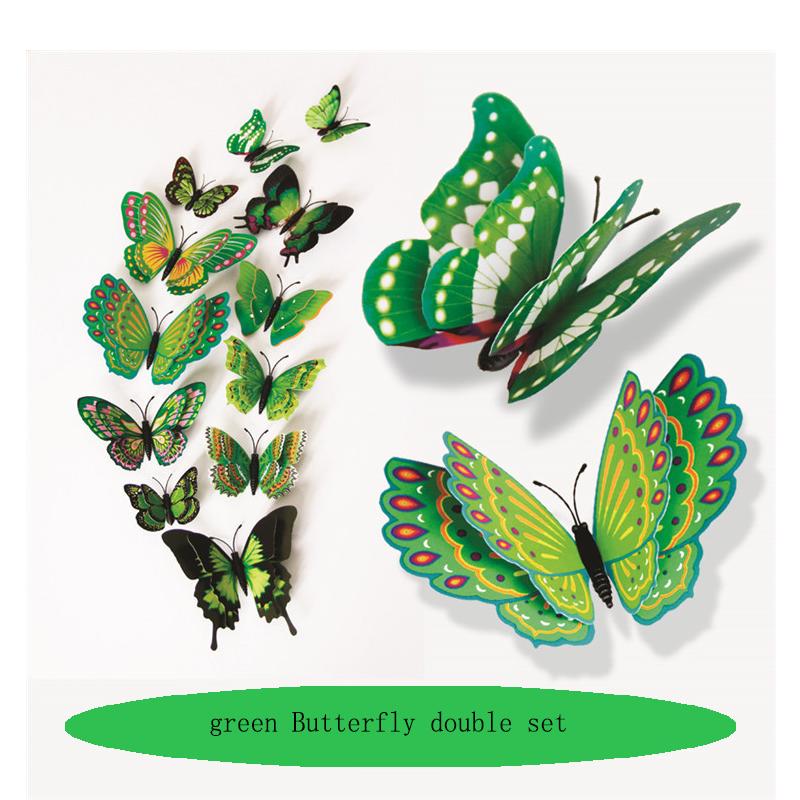 3D Double Layer Butterfly Wall Stickers For Wedding Decor Butterflies Fridge Magnet Decals Home Room Decoration Gift