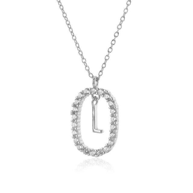 925 Sterling Silver Gold 26 Letters A -Z Alphabet Initial Long Chain Necklace Ovals Luxury Jewelry Crystal Cz Choker