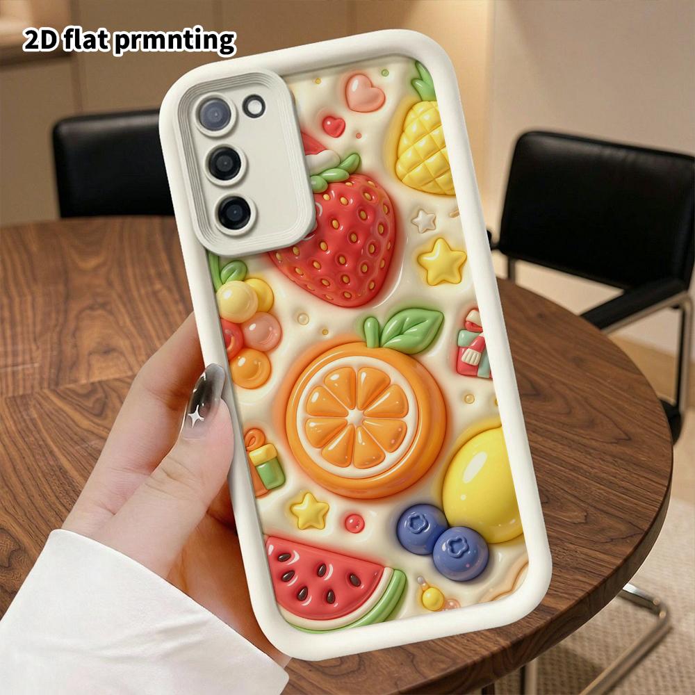 Phone Case: 2D flat, suitable for Samsung Galaxy A34 A35 M05 M06 S20 S22 S21 FE Plus 5G protective cases, Christmas fruit platter, perfect Christmas a