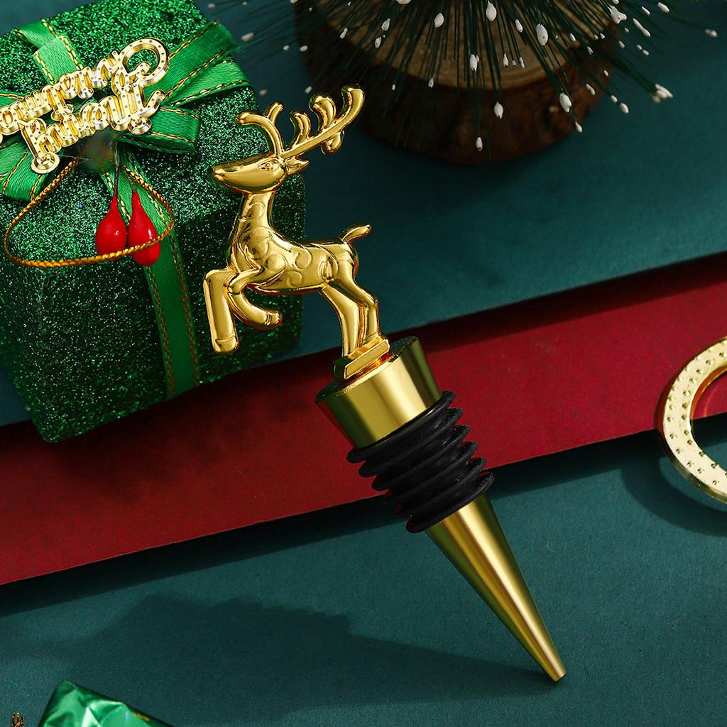 1pc Elk Wine Stopper Expanding Beverage Bottle Stopper Preservation Red Wine Cork Metal Bottle Champagne Stopper Christmas Tree