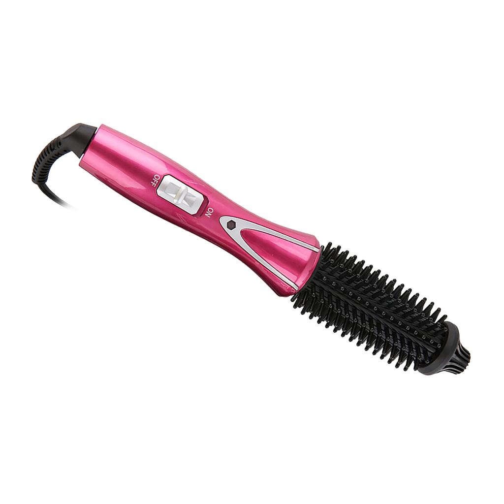 Foldable Heated Curling Brush Ceramic Glaze Coating Thermal Brush 30W Anti Scald Wine Red EU Plug 100 240V