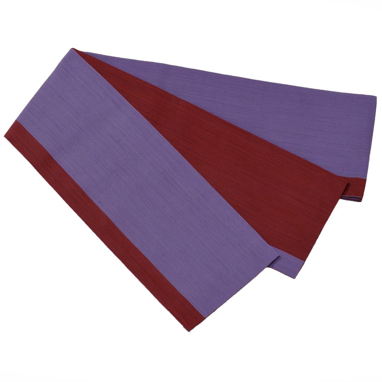 

[Enjoyable Living] Kiryu-ori Reversible Yukata Obi, Linen-like Border, Made in Japan (Purple)