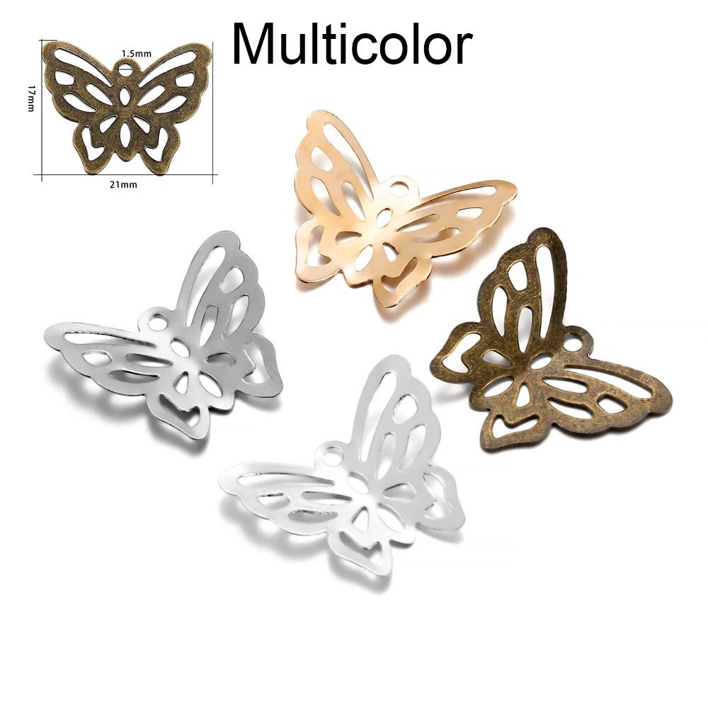 100pcs/lot Butterfly Filigree Wraps Connectors Charm DIY Jewelry Accessories Findings Supplies For Jewelry Making