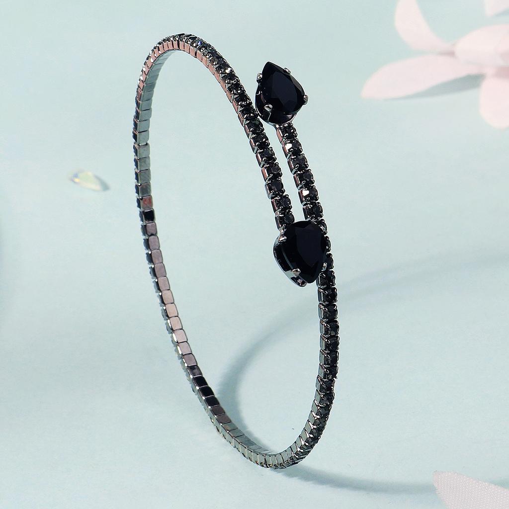 Minimalist Personalized Open Elastic Bangle High End Zircon Diamond Bracelet Daily Versatile Fashion Jewelry For Women