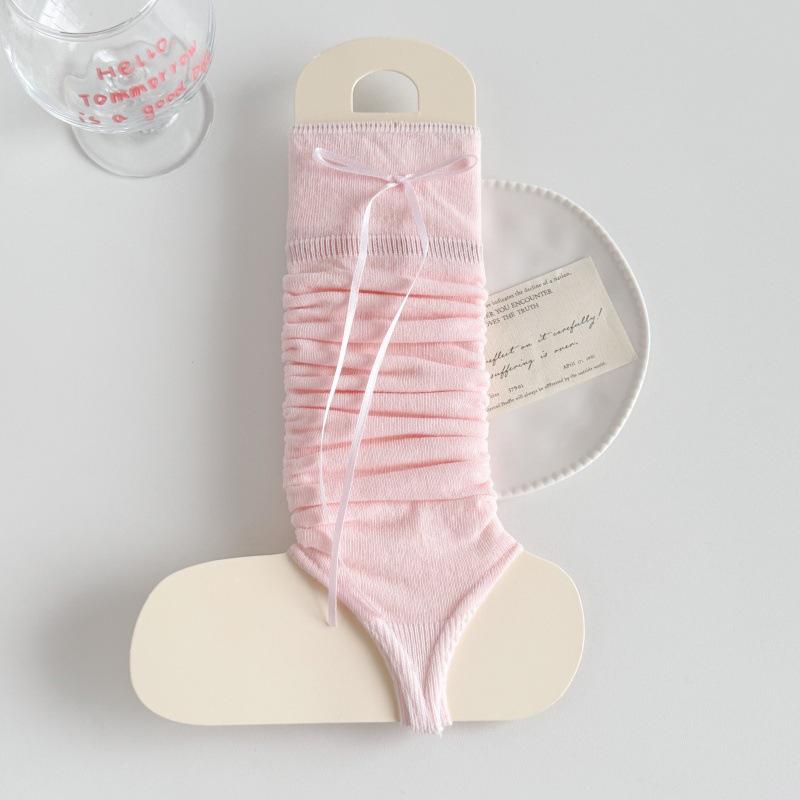Korean Sweet Style Bow Leg Warmers - Spring/Summer Thin Stacked Socks for Small Calves