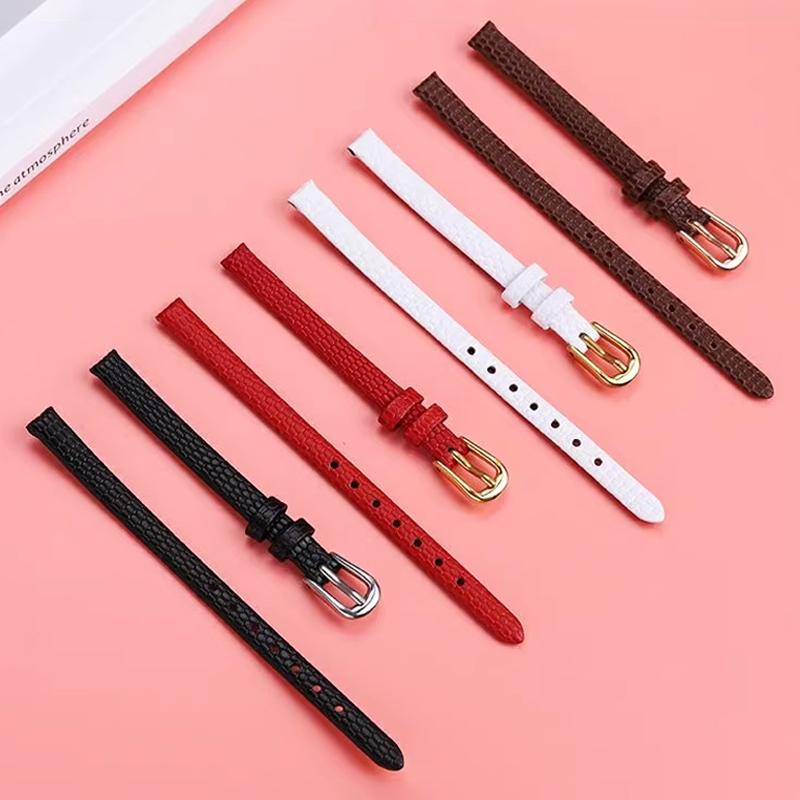 6mm 8mm 10mm 12mm 14mm 16mm Slim Genuine Watch Leather Strap Lizard Grain Women Watch Band High Quality Women Watch Band