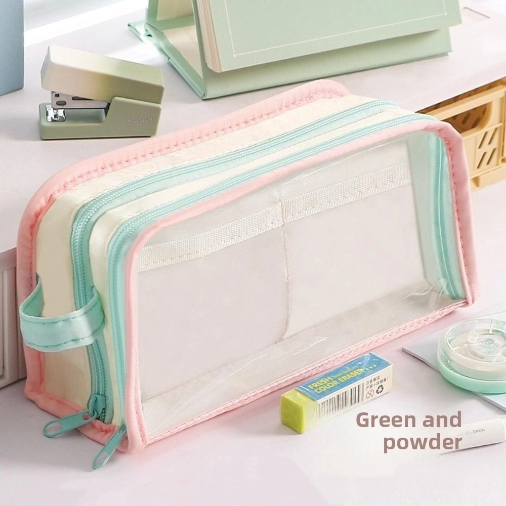 Multilayer Korean Style Pencil Case Transparent Display Ins Pencil Pouch Office