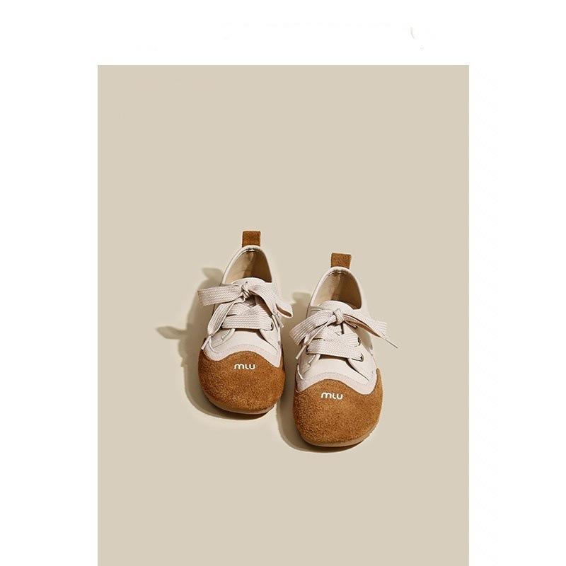 

Gu Yunshu Ретро немецкие тренировочные туфли женские 2025 осень новые универсальные уродливые милые мягкая подошва шнуровка одинарные туфли плоская подошва женские 35 жёлтый