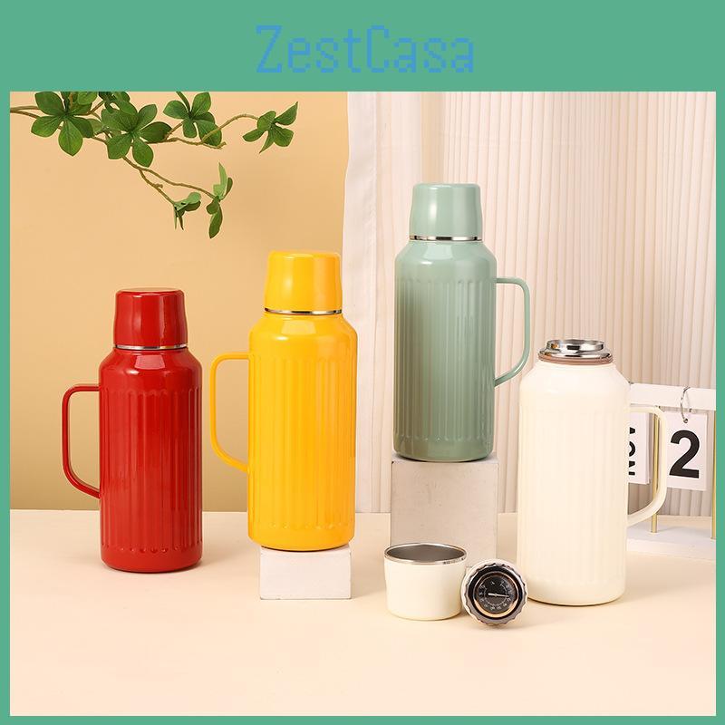 Classic Vintage Mechanical Insulated Flask With Handle 1000ml For Travel And Gift Use