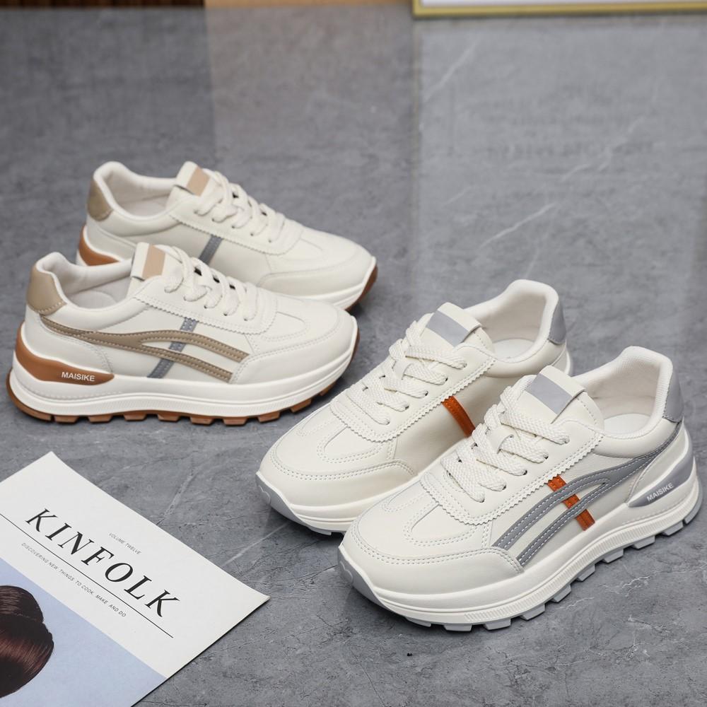 Fashion women's shoes new versatile soft-soled student running casual shoes soft leather white shoes