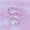 Jewelry Plated 925 Silver Drop O Earrings Simple Round Shape Silver Earrings