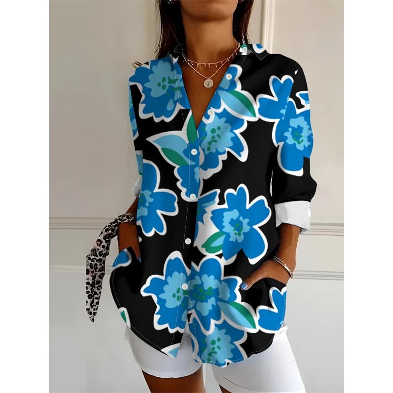 Women's Fun Pet Dog Printed Lapel Tops Spring And Summer Single Breasted Shirts Fashion Large Size Tops Women's Tops