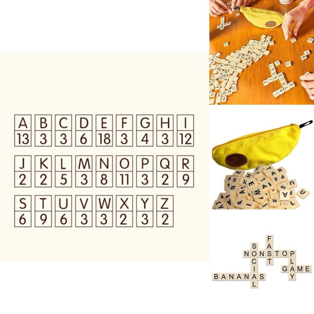 Plastic Kids Spelling Game Banana 144 Pieces Alphabet Solitaire English Spelling Puzzle Toy