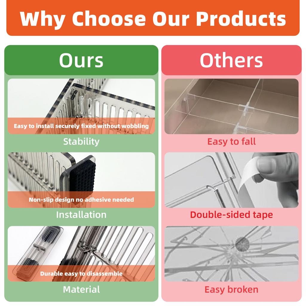 Adjustable Clapboard Drawer Divider Partition DIY Durable Storage Organiser Wardrobe Closet Punch-free Separator