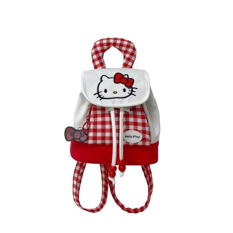 Pattern Checkered Drawstring Handheld Flip Cover Children Backpack
