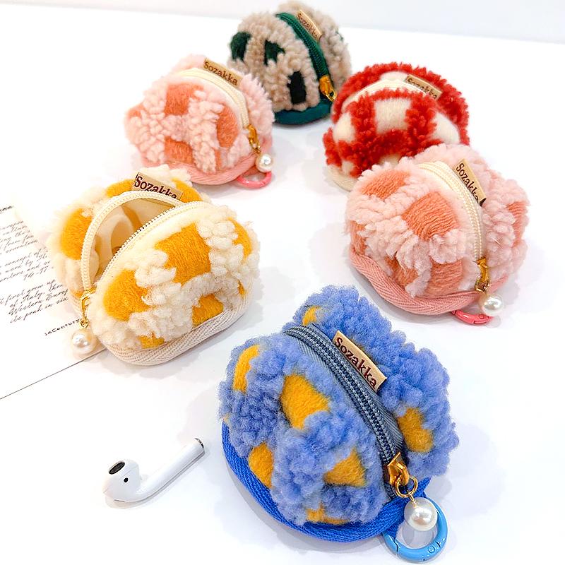 

1шт портативный молния жемчуг милые маленькие наушники вафельный ключ сумка монета защитный женский