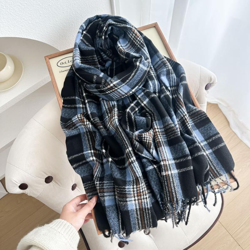 Lazy Wind Fashion British Plaid Brown Scarf Women's Winter Plaid Shawl Warm Scarf