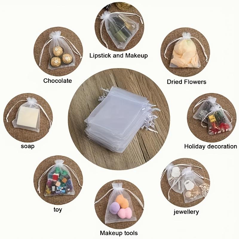 100pcs Organza Drawstring Transparent Gift Bag,Suitable for Wedding Gifts,Party Gifts,Jewelry,Candy Decorations,Wedding Gift Bag