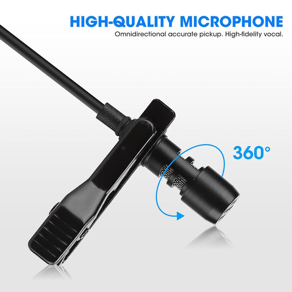 E1 Black Two Head Mini Collar Clip Microphone for Mobile Phone Live Broadcast Recording Interview