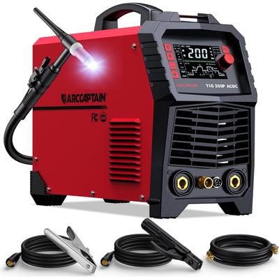 ARCCAPTAIN Europäischer Standard TIG200PACDC Schweißgerät mit Puls-Aluminium-TIG-Schweißgerät 230V 7-in-1 Mehrprozess-TIG-Schweißmaschine