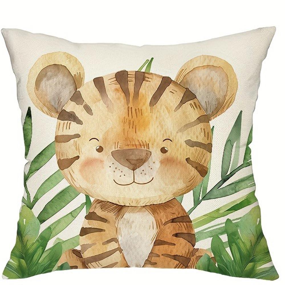 Jungle Animal Lion Zebra Monkey Tiger Pattern Printing Pillowcase Living Room Sofa Cushion Cover Bedroom Room Home Decoration