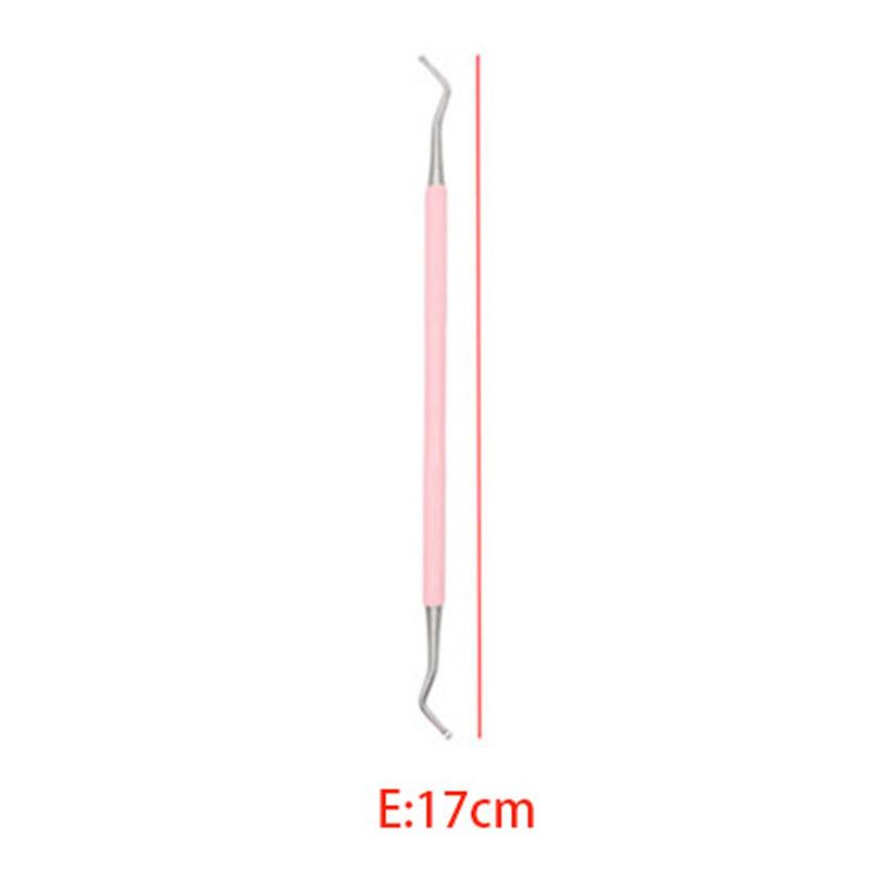 3Pcs Dental Probe Mouth Mirror Tweezers Stainless Steel Pink Color Double Heads Hygiene Explorer Probe Hook Dentist Tool