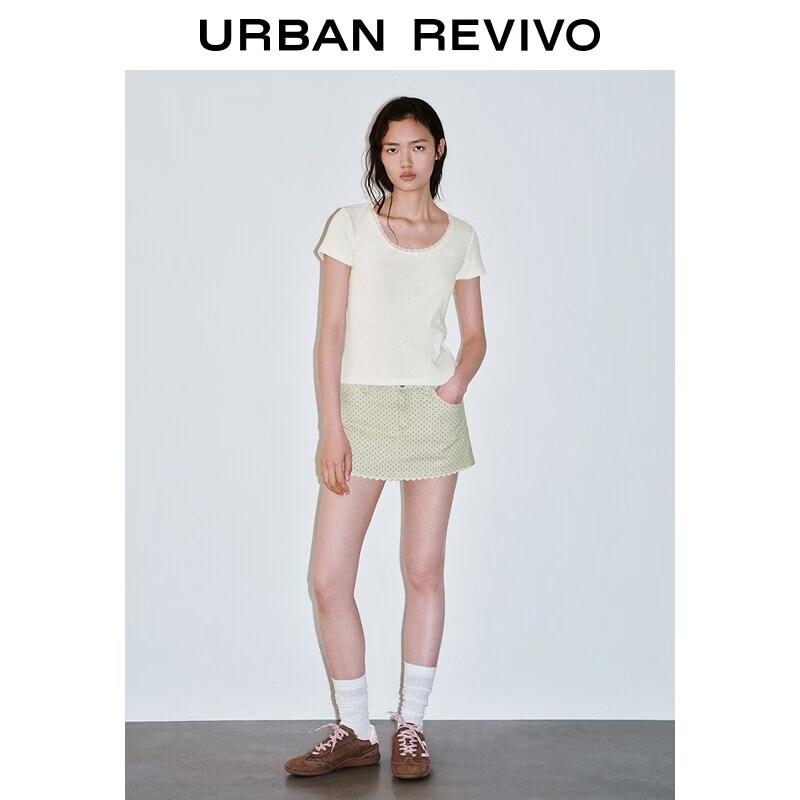 UR2026 Women's Urban Hollow Bow Cotton T-Shirt