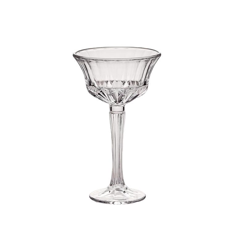 Retro Diamond Pattern Tall Glass for Desserts, Champagne, and Cocktails