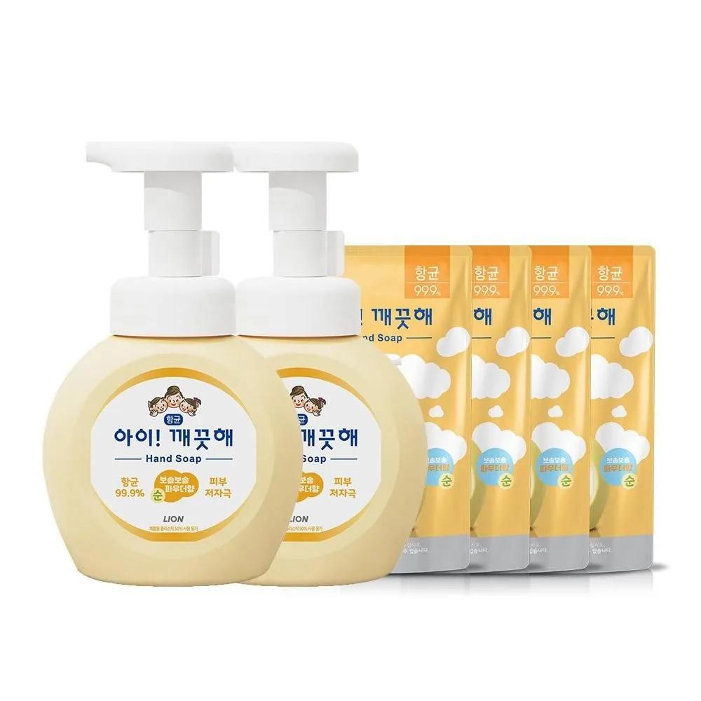 LION Hand Wash Pure Container 250ml x 2 + Refill 200ml x 4 LION Moisturizing Protective Barrier, Antibacterial Ingredients, Rich in Softness