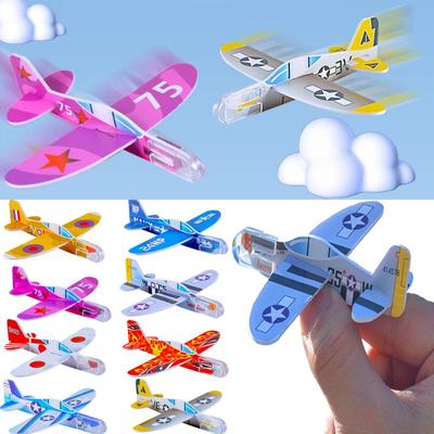 10Pcs Mini DIY Foam Airplane Glider Planes Hand Throw Flying Game Kids Party Favors Outdoor Launch Fighter Toy for Children