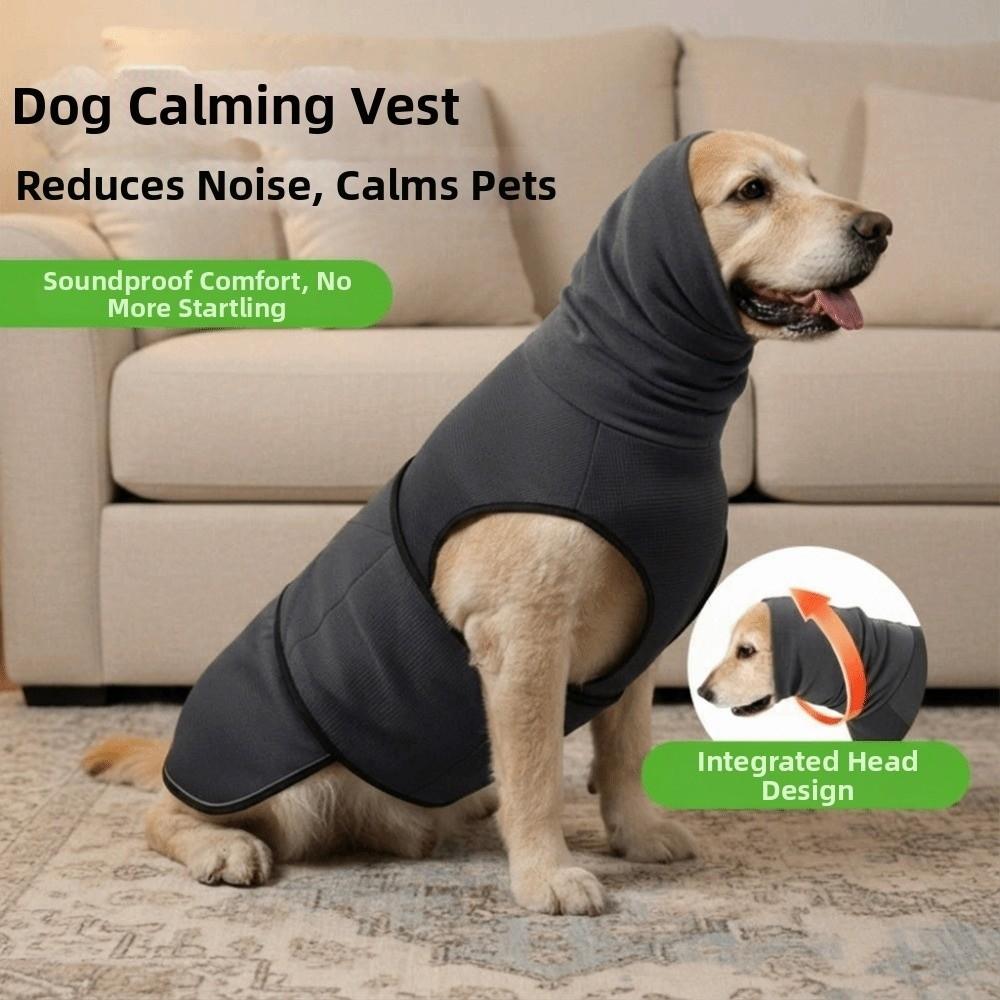 Elastic Dog Anxiety Vest Reflective Warm Dogs Calming Jacket Windproof with Hoodie Dog Soothing Clothes