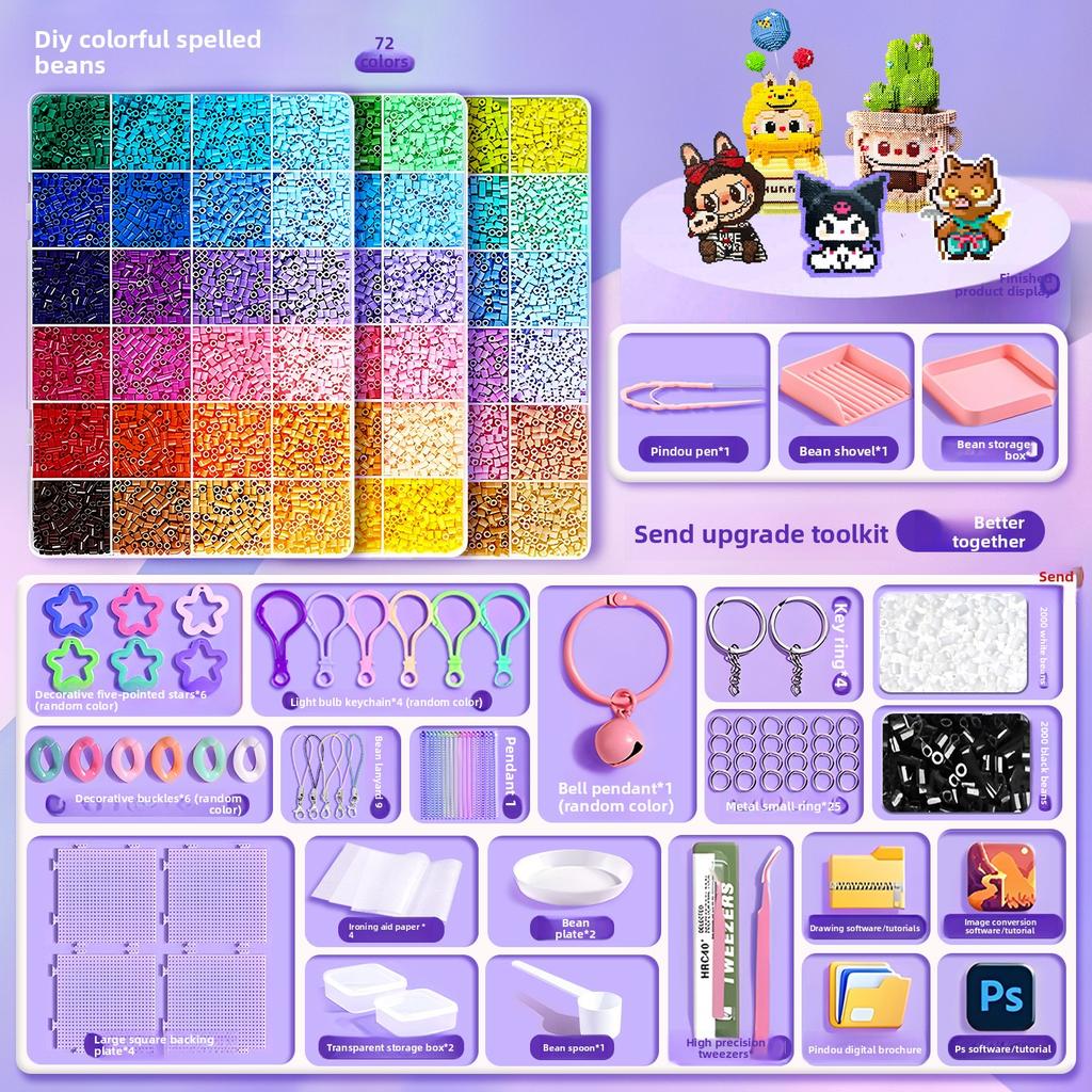 שק חומרים DIY להכנה עצמית של שעועית פינדו, סט מלא של צבעי MARD תלת-ממדיים מותכים, כלים, שק נייר גיהוץ