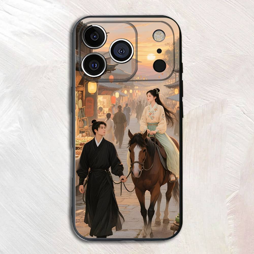 

Traditional Couple Silicone Soft Phone Case For iPhone17,16,15,14,13,12 Pro Max Plus X XR SE Cover iPhone12