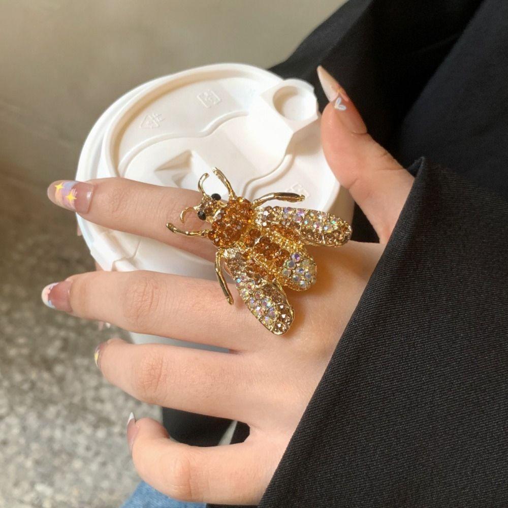 Geometric Insect Drip Oil Ring Korean Style Chunky Enamel Ring Personality Enamel Fruit Ring  Gift