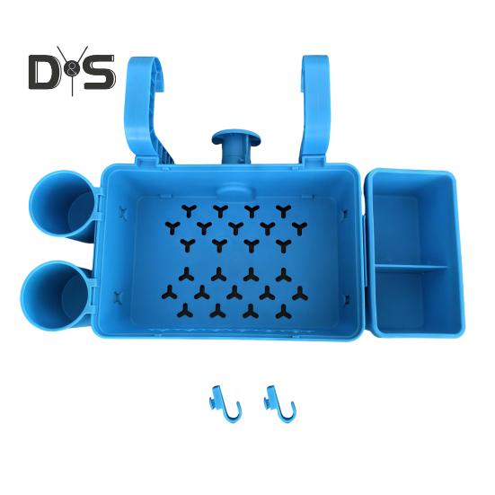 Pool Storage Basket for Above Ground Pools Poolside Storage Organizer with Cup Holder Hook Pool Accessories Holder Fits for Most Frame Pools