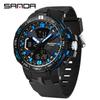 SANDA Men Watch Military Sport Quartz Digital LED Wristwatch Top Brand Luxury Stopwatch Waterproof Male Electronic Clock 3333