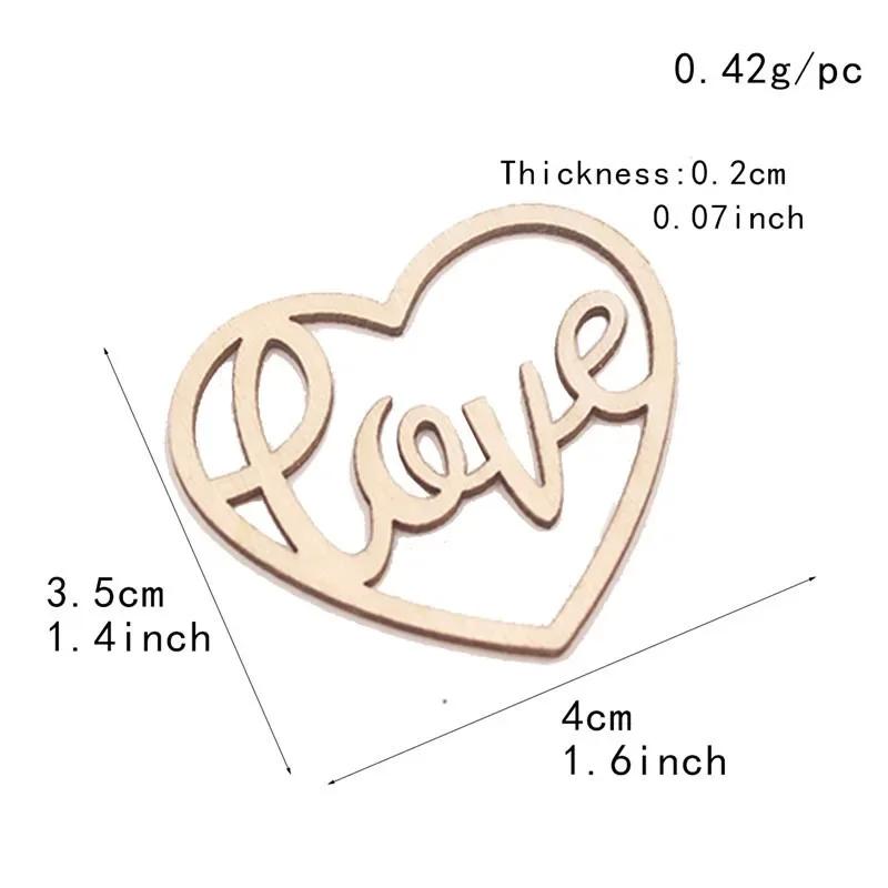 50pcs Heart Wooden Ornament Heart Slices Embellishments Love Shaped Decorative Hanging Tags for Crafts Valentines Day Wedding