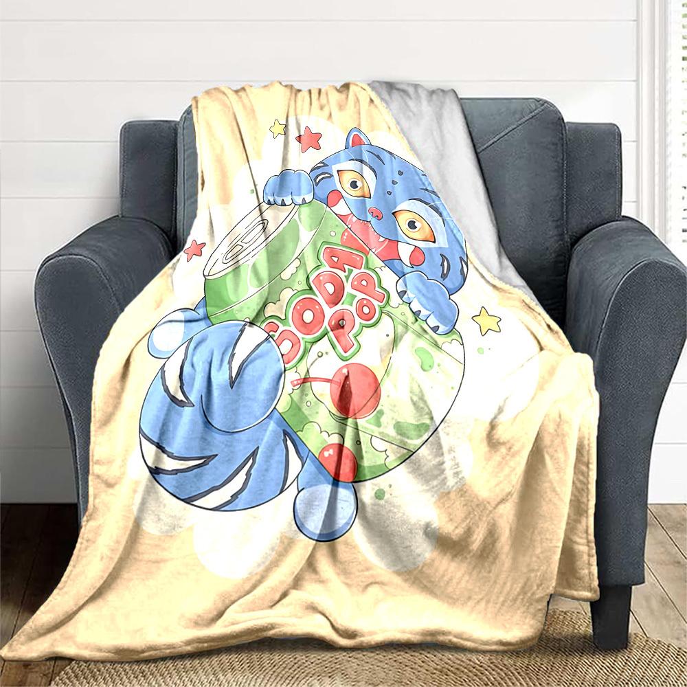 1pc K Pop Demon Hunters Cat Flannel Blanket, Soft Skin Friendly with Digital Printing, Various Sizes Available for Family, Friends, Birthday