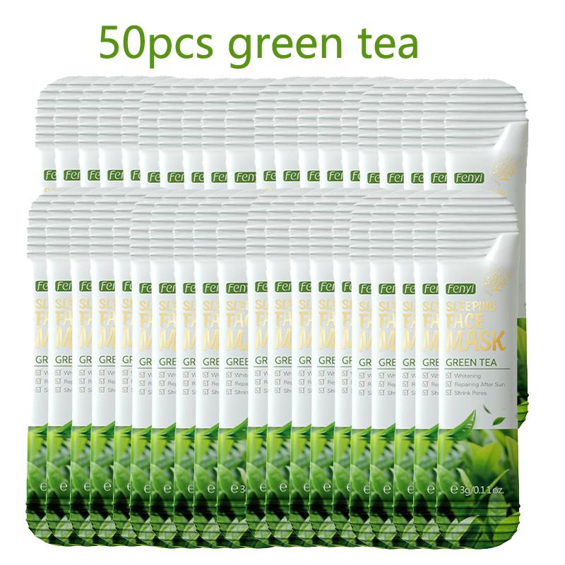 50PCS LAIKOU Matcha Moisturizing Sleeping Mask Facial Night Packs Smooth & Tender Skin Hydration Travel Bags Face Skin Care