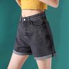 Rolled Denim Shorts Women's Fashion A-line High Waist Casual Loose Wide Leg Shorts