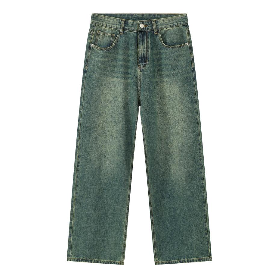 New Spring Denim Pants Men and Women High Quality Men's Denim Pants Jeans Retro Gradient Color Wide Leg Pant Men