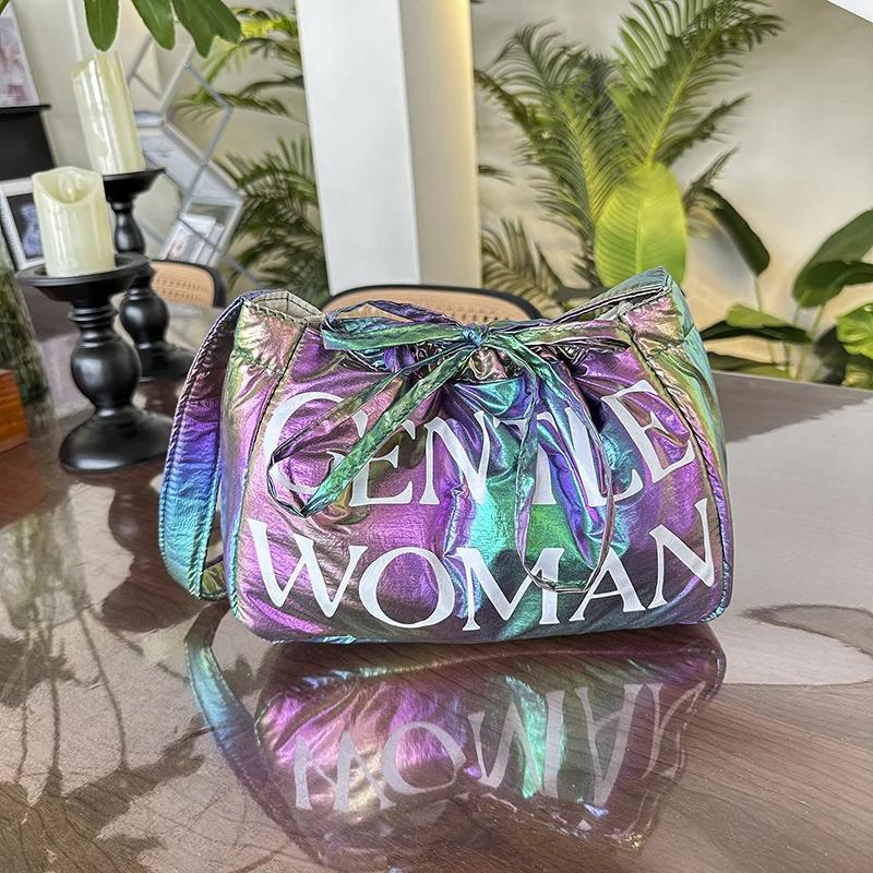 Stylish Dumpling Bag, Small Letter Underarm Bag, Super Light Shoulder Bag, Colorful Upgraded Bubble Cotton Crossbody Bag Purse